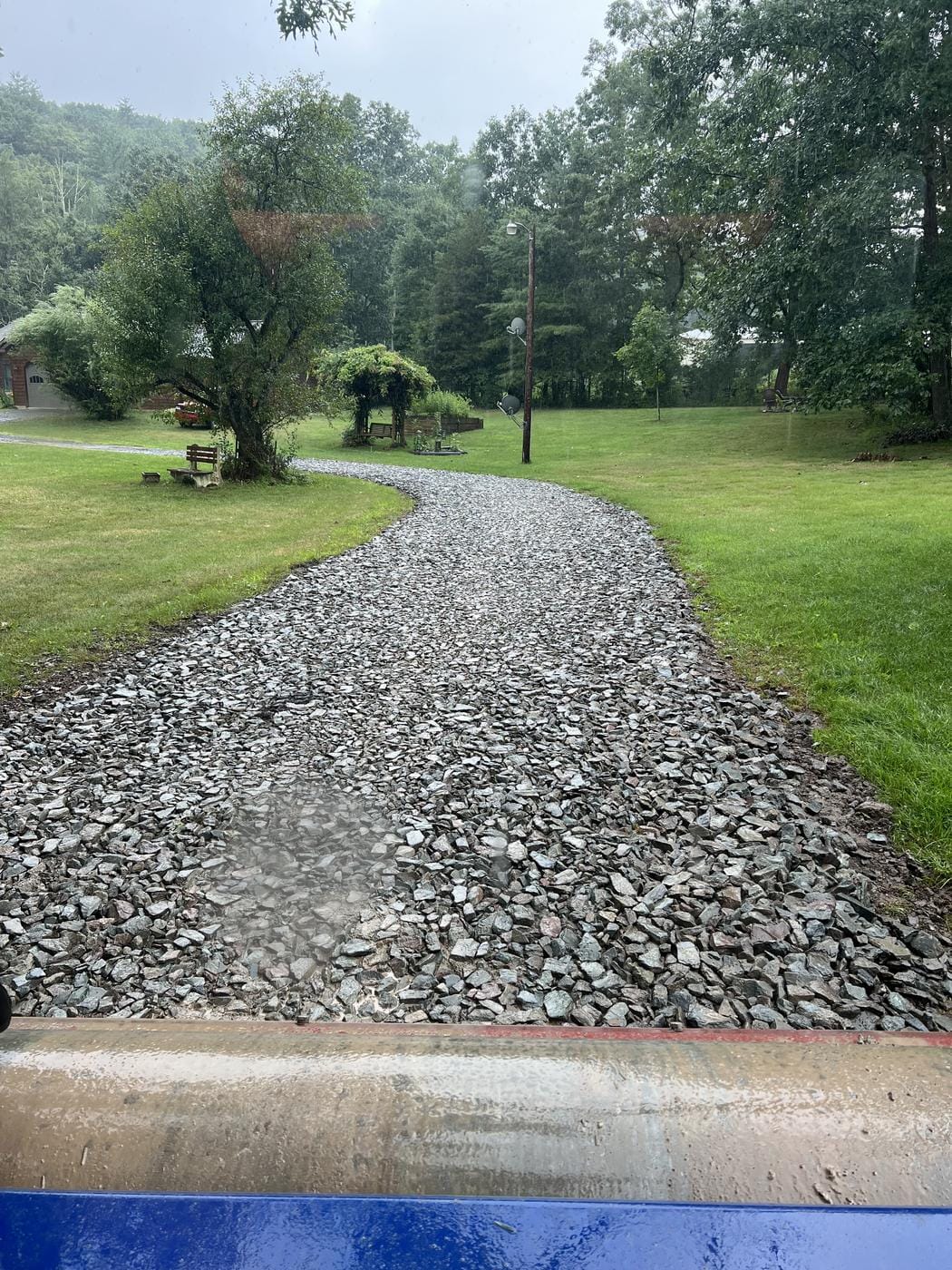 New stone laid through the curve of the drive.